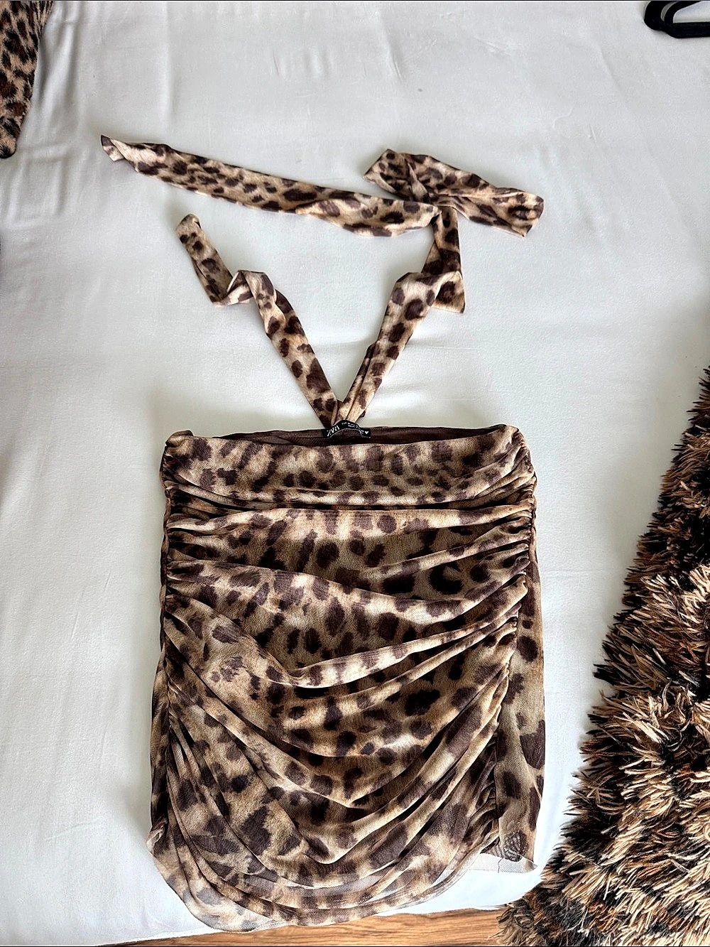 Zara Animal Print Draped Mini Skirt